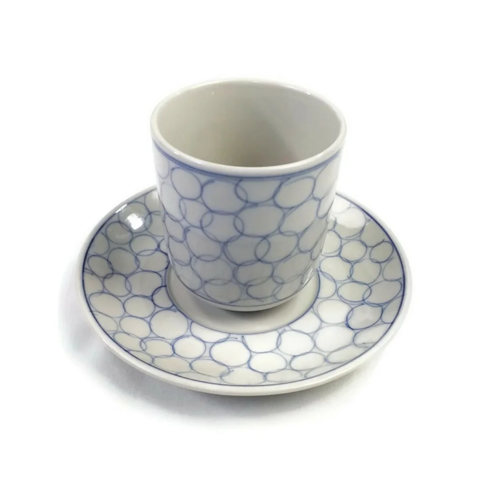 IKEA 17335 Blue Circle Coffee/Teacup with Saucer-2 Piece Replacement Set NEW